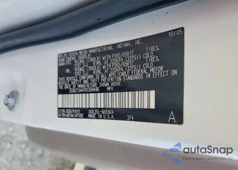 2006 Toyota Sequoia Sr5 z USA, uszkodzony, nr VIN 5TDZT34A76S268486